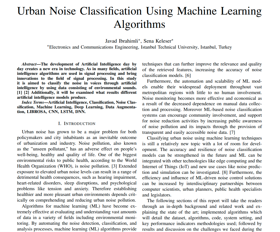 Urban Noise Classification